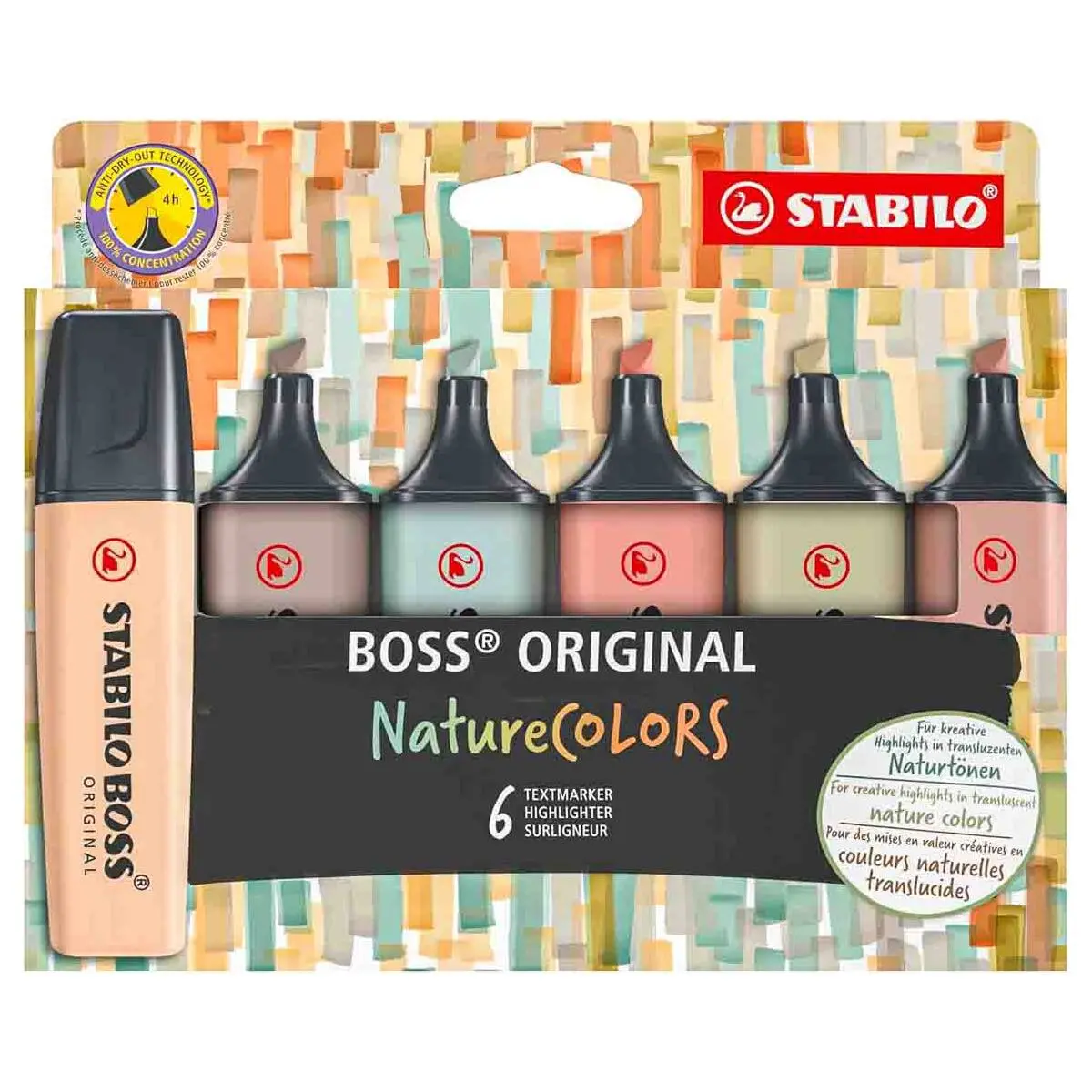 Stabilo Boss Original Naturecolors Textmarkers Beige, Warm Grey, Earth Green, Sienna, Mud Green, Umber (6 Pack) 1