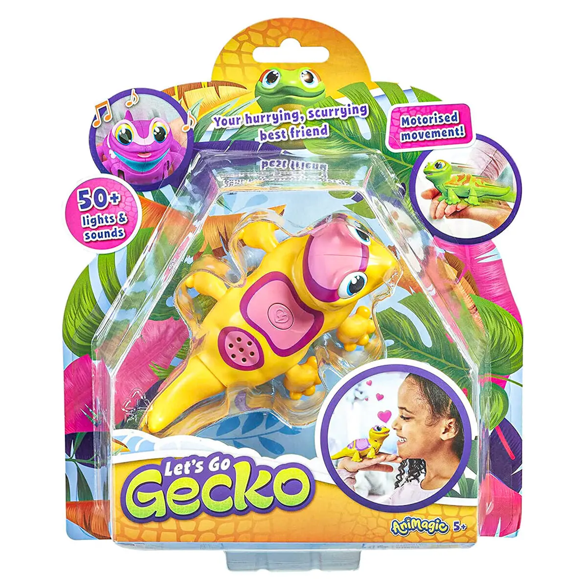 Animagic Let's Go Gecko Yellow Interactive Pet 1
