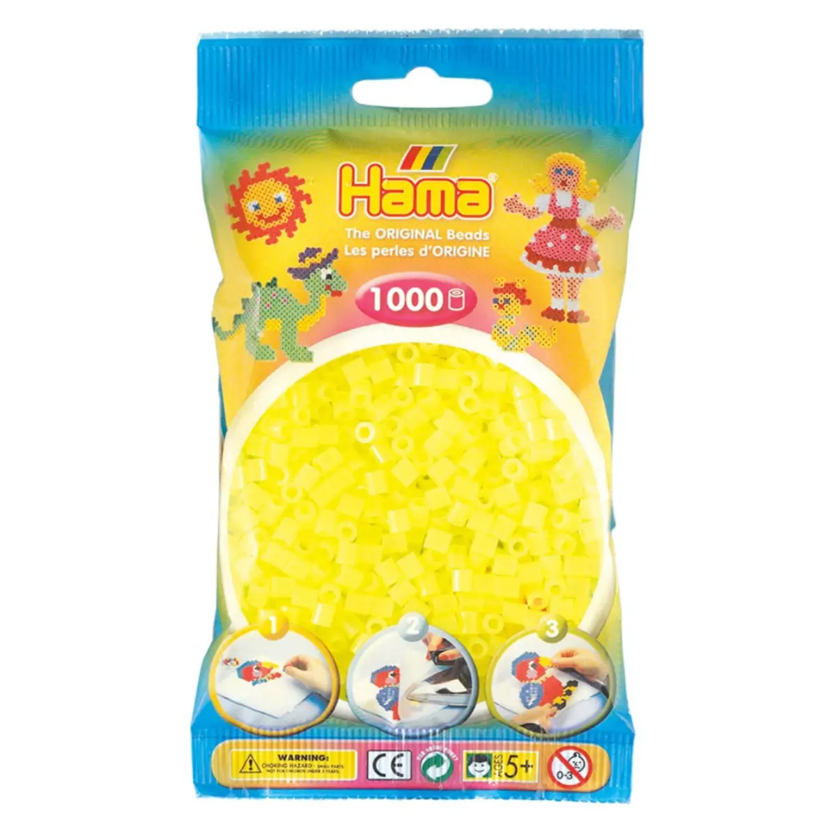 Hama Midi Beads Neon Yellow 1000 Piece Pack 1