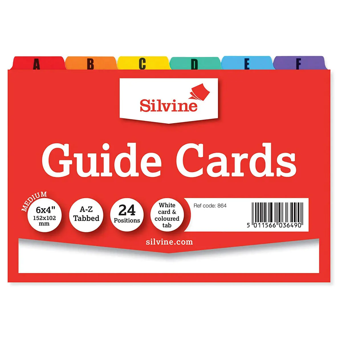 Silvine A6 Medium Guide Cards A-Z Tabbed 1