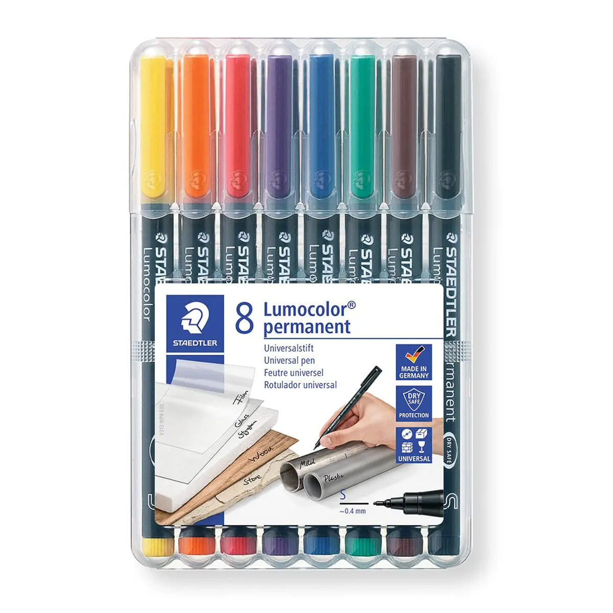 Staedtler Lumocolor Permanent Universal Superfine Line Pens Pack Of 8 1