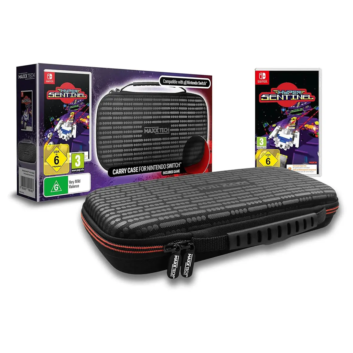 Maxx Tech Carry Case For Nintendo Switch & Hyper Sentinel Downloadable Game 1
