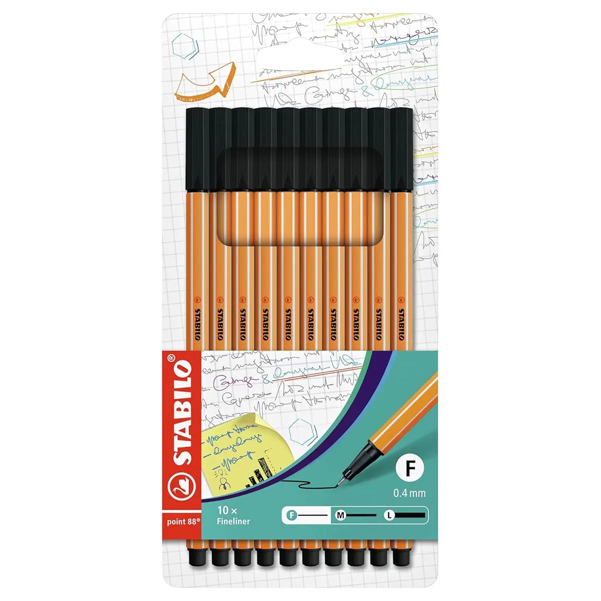 Stabilo Point 88 Fineliner Black Pen (10 Pack) 1