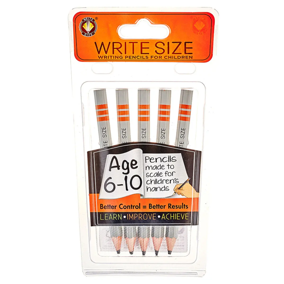 Write Size Pencils Age 6-10 Pack Of 5 1