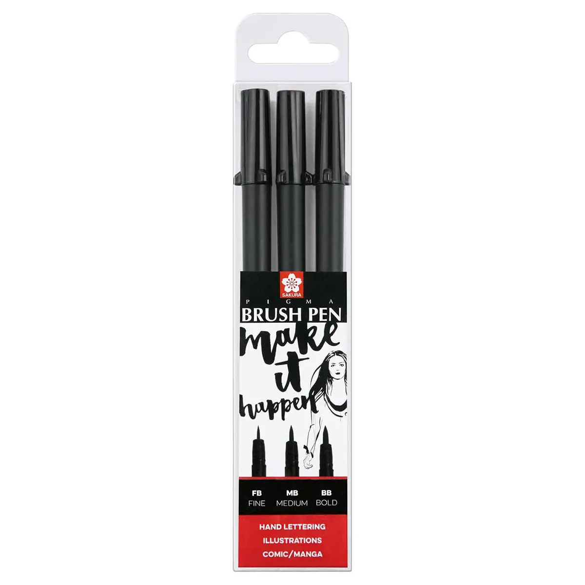 Sakura Pigma Brush Pen Set 3 Sizes, Black 1