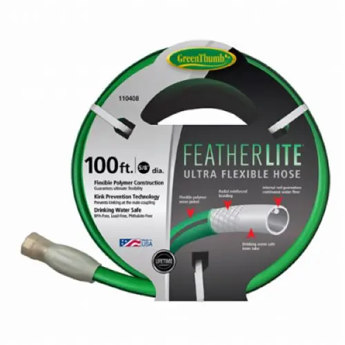 Green Thumb Gtfthl58100 Featherlite 5/8" Inch X 100' Foot Ultra Flexible Garden Hose - Quantity Of 2 1