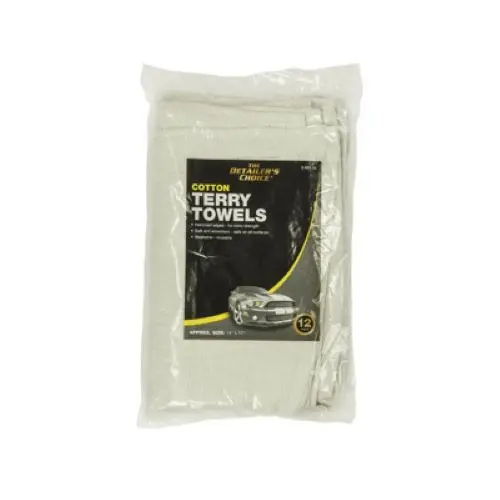 Hopkins 3-685-58 12-Pack Of 14" X 17" White Cotton Terry Cloth Car Detailing Cleaning Towels - Quantity Of 3 1