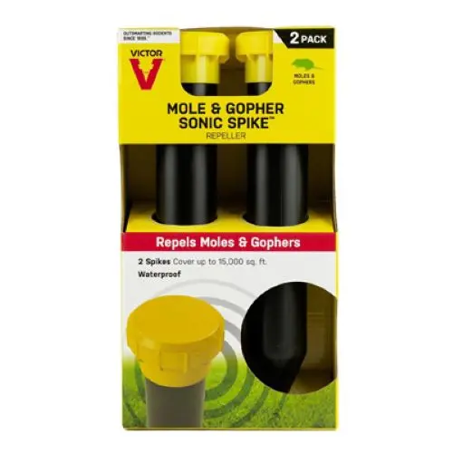 Victor M9012 2-Pack 12" Mole & Gopher Repellent Sonic Lawn Spikes - Quantity Of 4 1