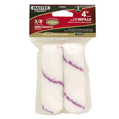 Master Painter 60161Tv 2-Pack Of 4" Inch X 3/8" Inch Nap Microfiber Mini Roller Cover Refills - Quantity Of 4 1