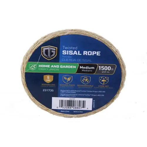Tru-Guard 642101 1-Ply X 1500' Roll Of Natural Fiber Twisted Home & Garden Sisal Twine - Quantity Of 6 1