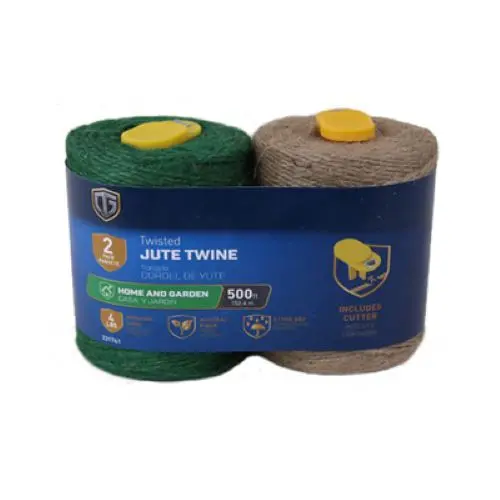 Tru-Guard 642081 2-Count Green & Brown 500' Rolls Of Jute Twine With Cutter - Quantity Of 4 1