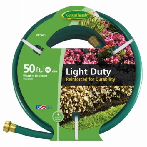 Green Thumb Gtr5850 50' Foot X 5/8" Inch Light Duty Nylon Reinforced Garden Hose - Quantity Of 3 1