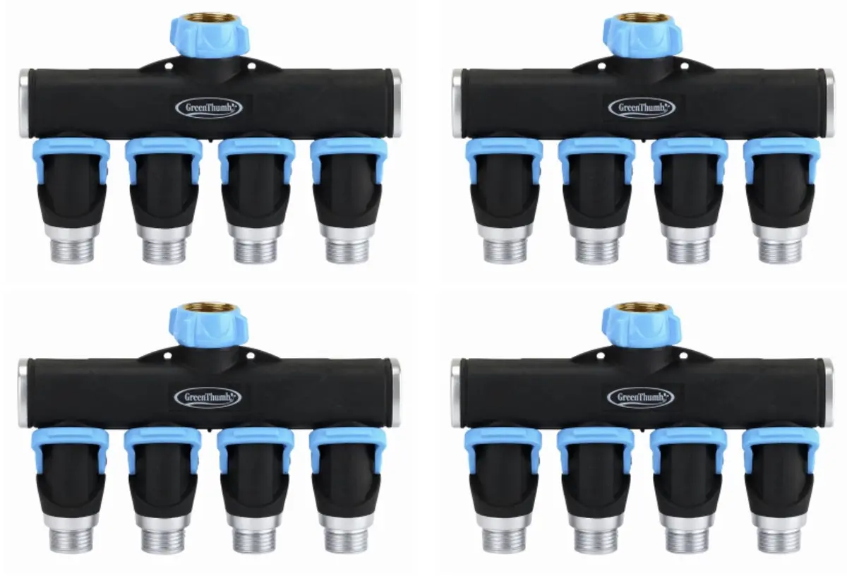 Green Thumb 357Gtdi Metal Full Flow 4-Way Garden Hose Faucet Splitter With Shut Offs - Quantity Of 4 1