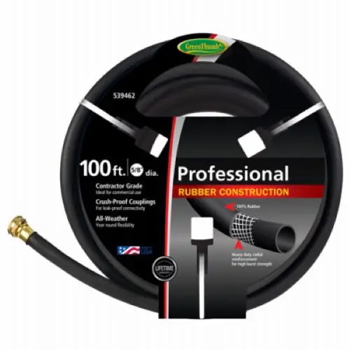 Green Thumb 8650-100 100' Foot X 5/8" Professional Contractor Black Rubber Garden Hose - Quantity Of 2 1