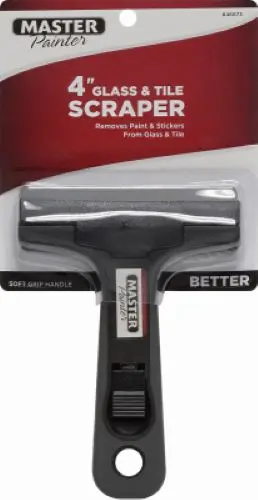 Master Painter Gts 4" Inch Push Button Soft Grip Tile & Glass Paint Scraper With Blade - Quantity Of 7 1