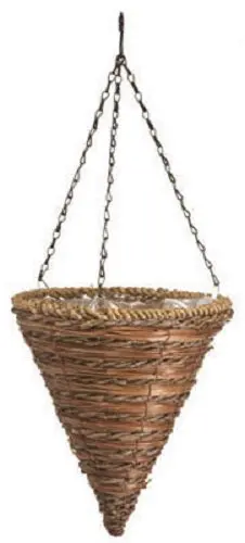 Panacea 88636Gt 12" Rope & Fern Cone Hanging Baskets - Quantity 7 1