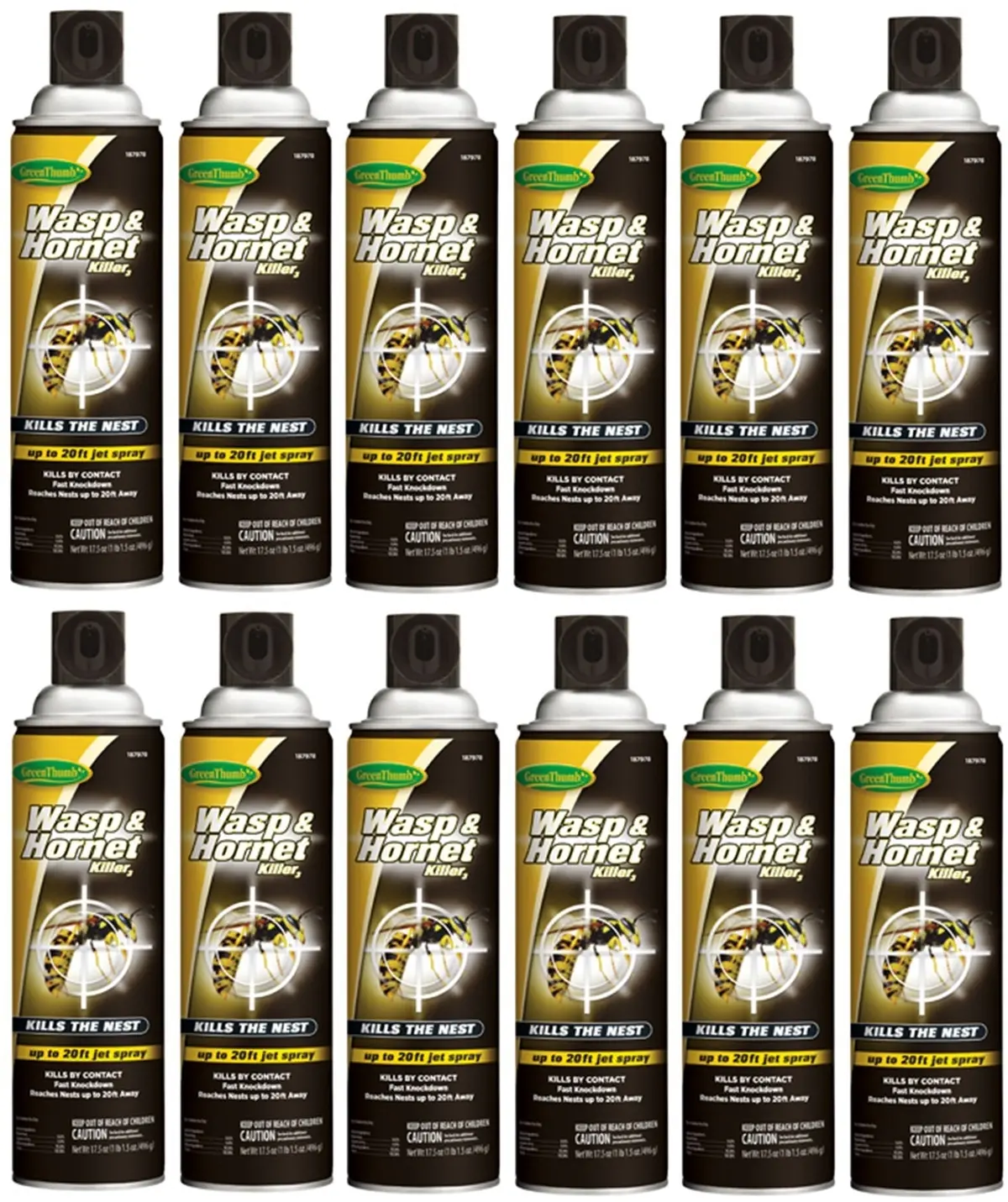Green Thumb Hg-187978 17.5 Oz Can Of Wasp & Hornet Pest Control Spray - Quantity Of 12 1